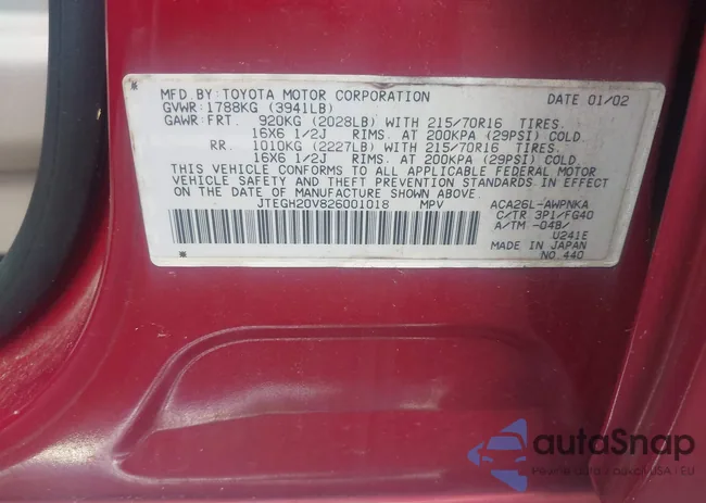 JTEGH20V826001018: 43052533