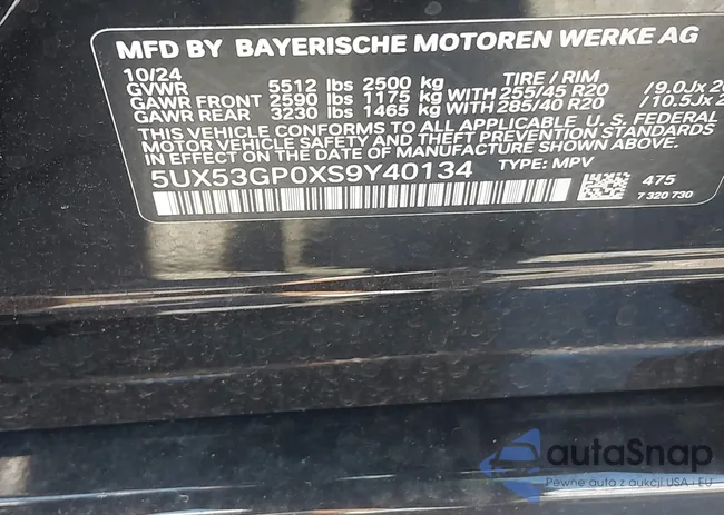 5UX53GP0XS9Y40134: 43052607