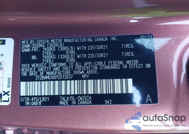 2T2BAMCAXPC012637: 43052677