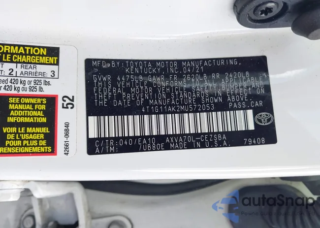 4T1G11AK2MU572053: 43052696