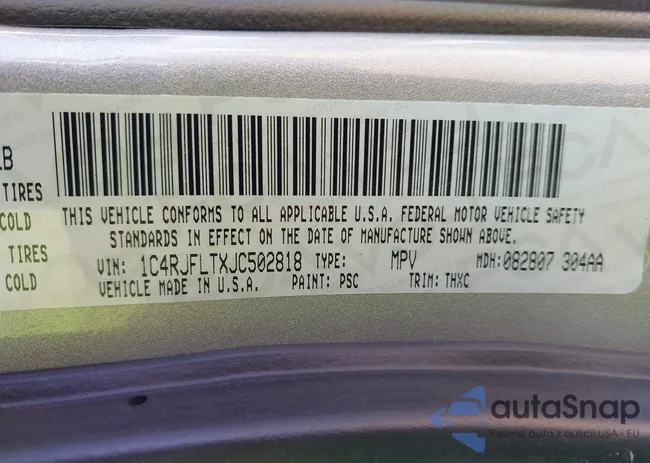 1C4RJFLTXJC502818: 43051948