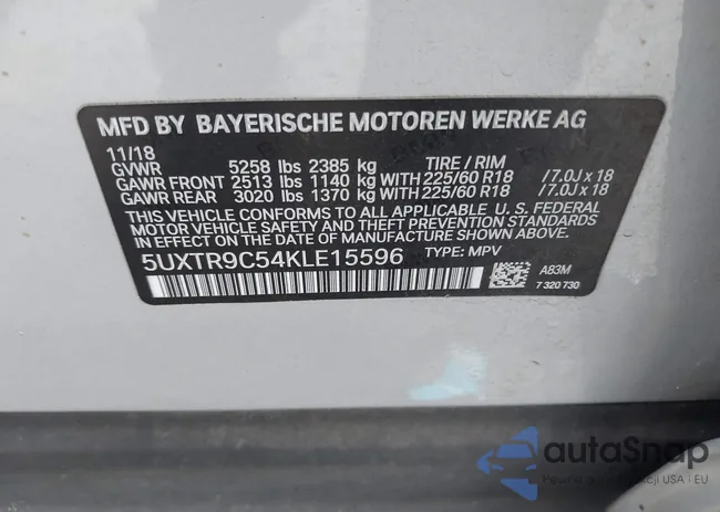 5UXTR9C54KLE15596: 43051992