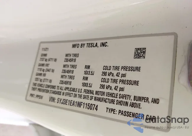 5YJ3E1EA1NF115074: 43052019