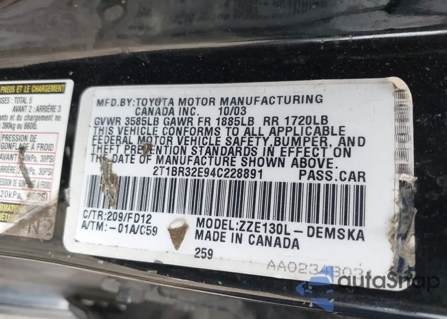 2T1BR32E94C228891: 43052053