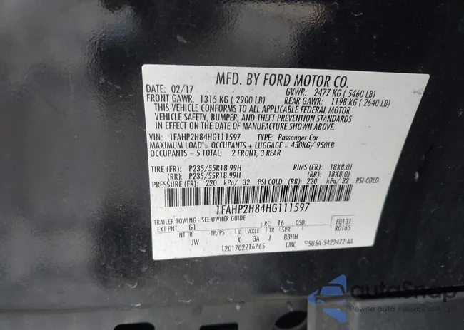 1FAHP2H84HG111597: 43052054