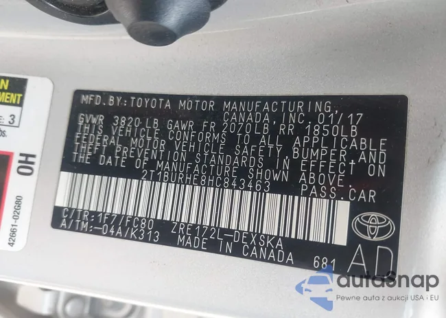 2T1BURHE8HC843463: 43052082