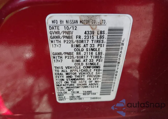 JN8AS5MT7DW515214: 43052157