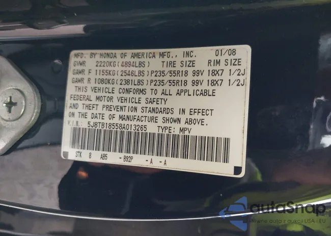 5J8TB18558A013265: 43052189