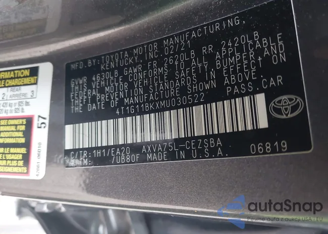 4T1G11BKXMU030522: 43053340