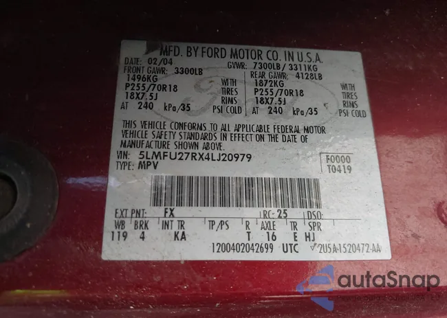 5LMFU27RX4LJ20979: 43053362