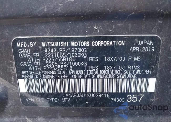 JA4AP3AU1KU029418: 43053484