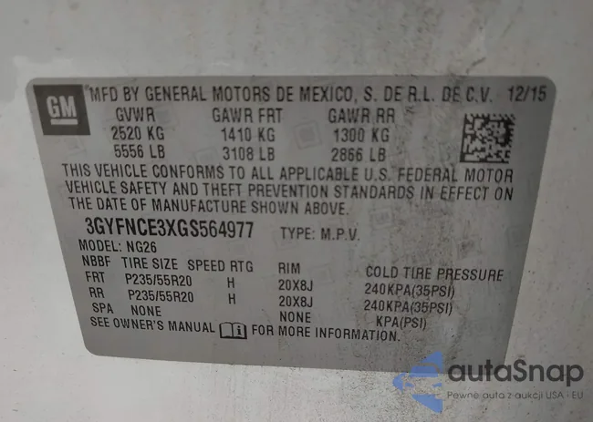 3GYFNCE3XGS564977: 43053574