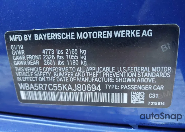 WBA5R7C55KAJ80694: 43053633