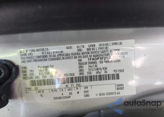 1FADP3F21JL252594: 43053683