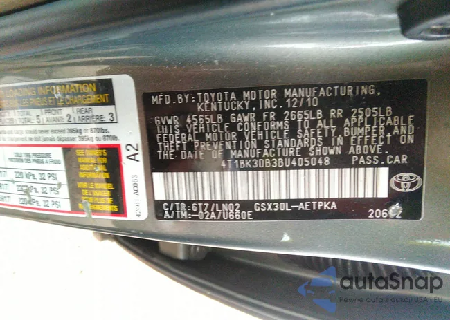 4T1BK3DB3BU405048: 43053739