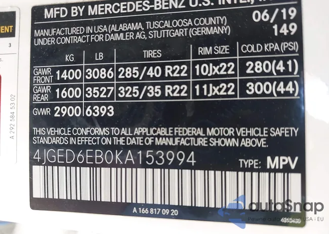 4JGED6EB0KA153994: 43052885