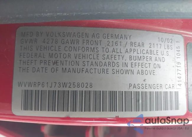 WVWRP61J73W258028: 43052887