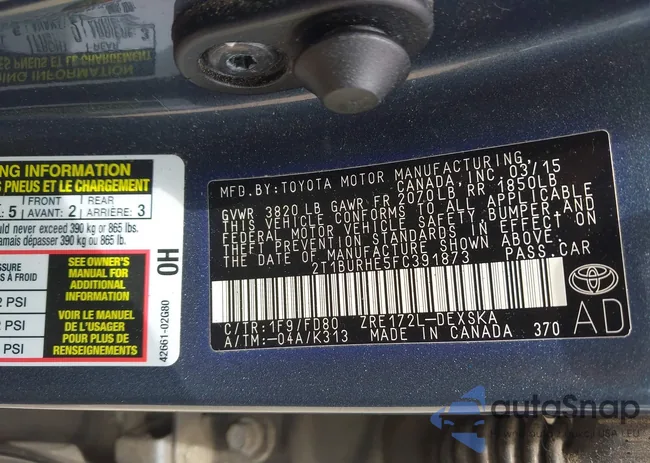 2T1BURHE5FC391873: 43052966