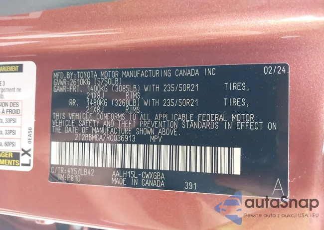 2T2BBMCA7RC036913: 43053042