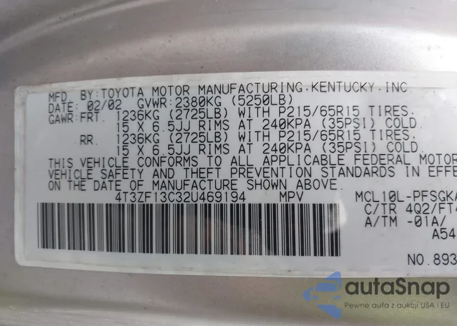 4T3ZF13C32U469194: 43053082