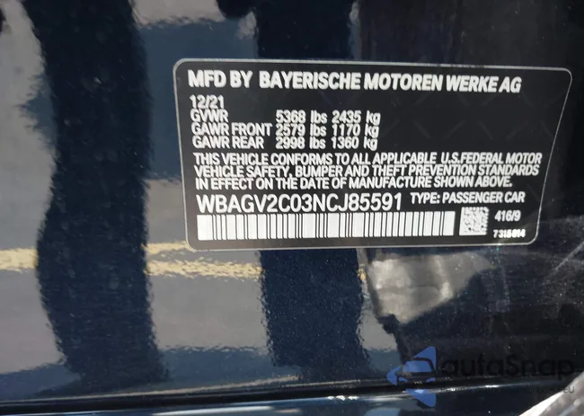 WBAGV2C03NCJ85591: 43054298