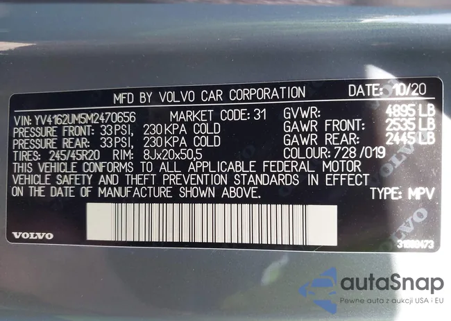 YV4162UM5M2470656: 43054525