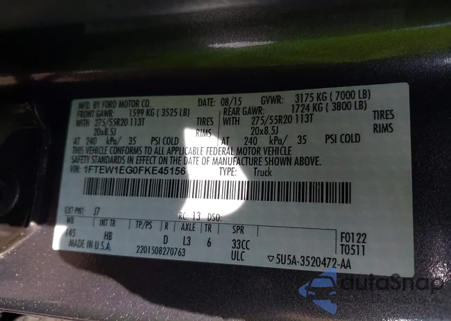 1FTEW1EG0FKE45156: 43054531