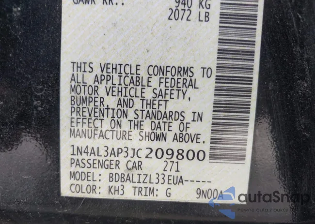 1N4AL3AP3JC209800: 43054647