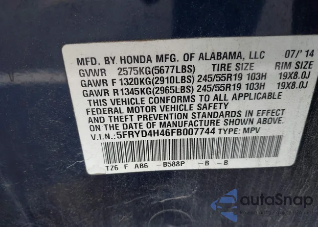 5FRYD4H46FB007744: 43054668