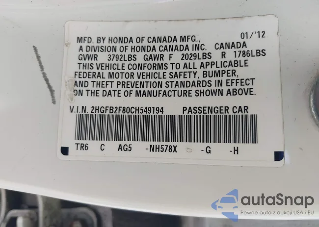 2HGFB2F80CH549194: 43054776