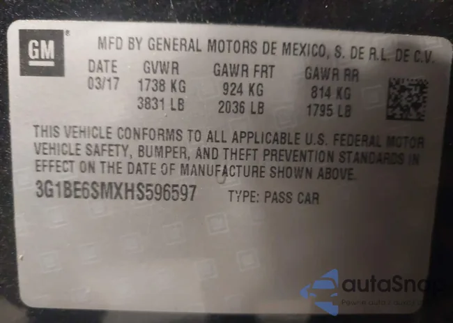 3G1BE6FMXHS596597: 43054830