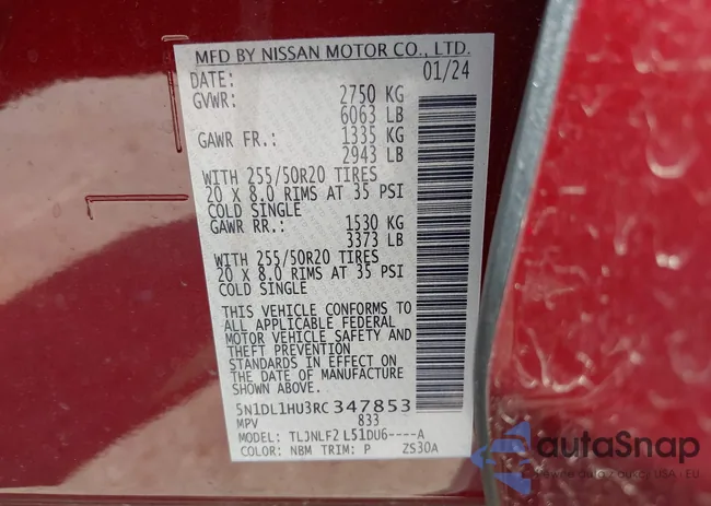 5N1DL1HU3RC347853: 43053922