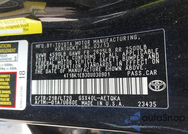 4T1BK1EB3DU030901: 43054056
