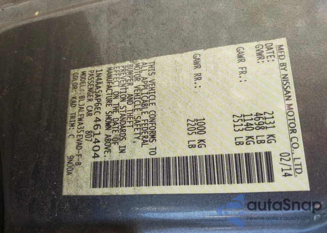 1N4AA5AP6EC461404: 43054214