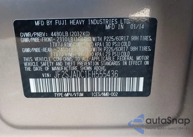 JF2SJADC1EH55436: 43054222