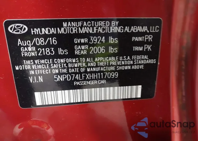 5NPD74LFXHH117099: 43055247