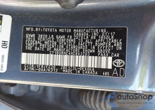 2T1BURHE4HC843203: 43055293