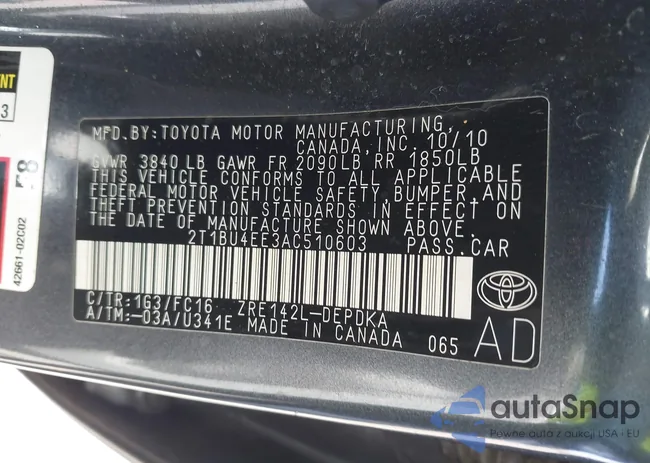 2T1BU4EE3AC510603: 43055295