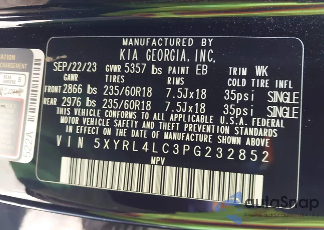 5XYRL4LC3PG232852: 43055530