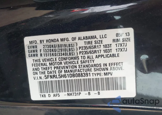 5FNRL5H61DB088391: 43055608