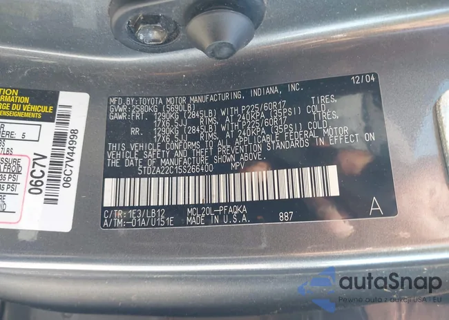 5TDZA22C15S266400: 43055830