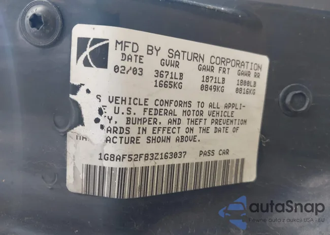 1G8AF52F83Z163037: 43055214