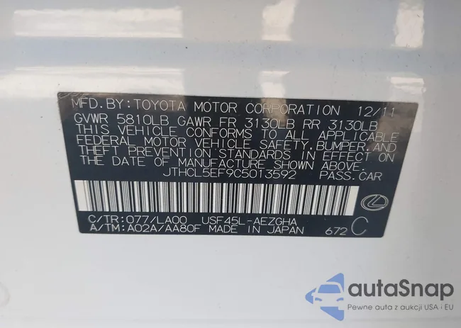 JTHCL5EF9C5013592: 43056500