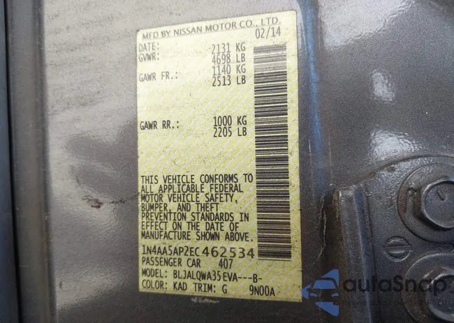 1N4AA5AP2EC462534: 43056643