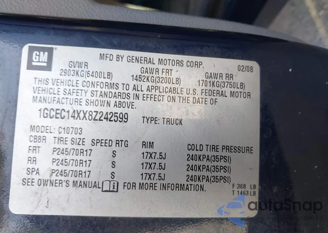 1GCEC14XX8Z242599: 43055839