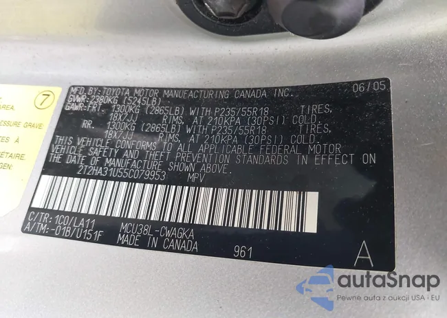 2T2HA31U55C079953: 43057588