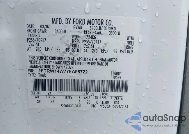 1FTRW14W77FA98722: 43057722