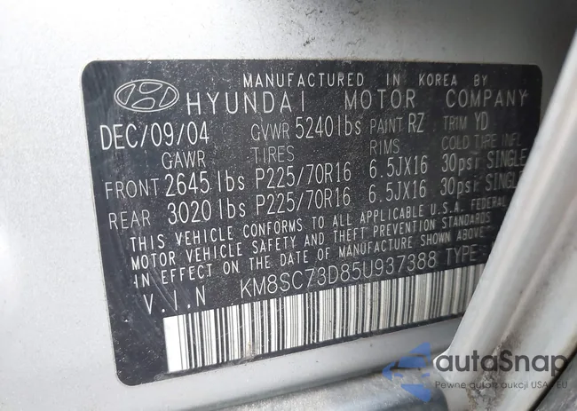 KM8SC73D85U937388: 43057142