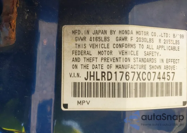 JHLRD1767XC074457: 43058273