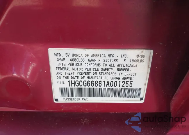 1HGCG66861A001255: 43058439